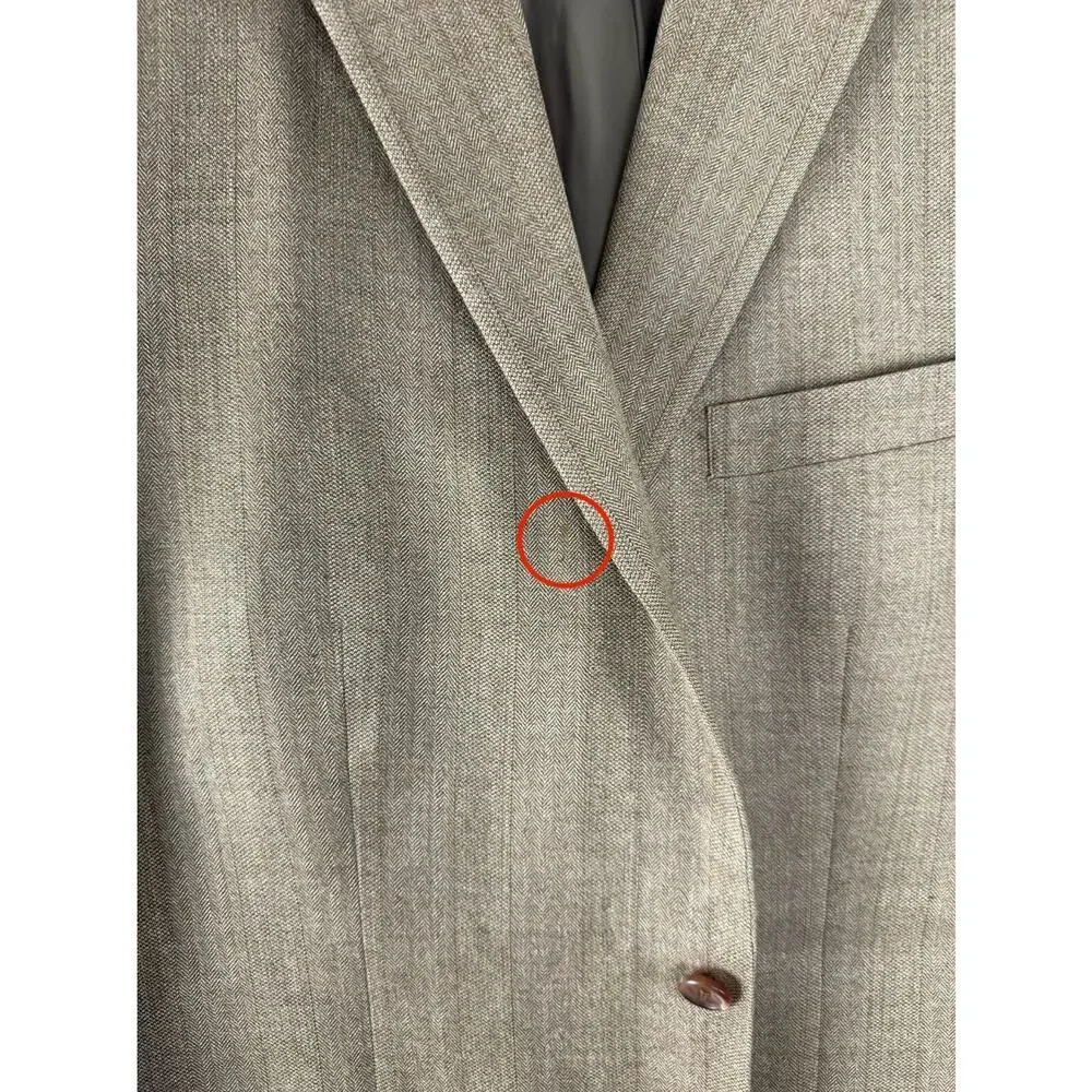 Lauren Ralph Lauren Size 44L Wool Silk Blend Career Blazer Jacket‎ Beige Notched